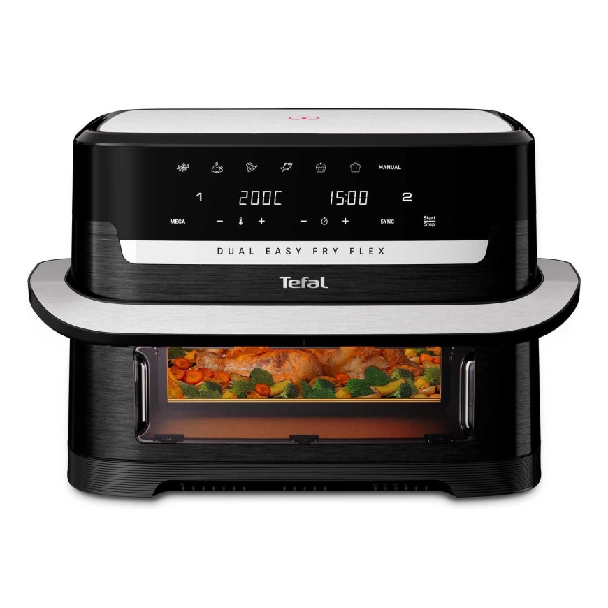 Tefal Dual Easy Fry Flex EY9228 9 L Patstāvīgs 2700 W Karstā gaisa friteze Melna, Nerūsējošais tērauds – 2