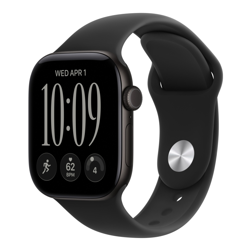Apple Watch Series 12 (GPS) 42 mm must alumiiniumkorpus ja must spordivöö, S/M