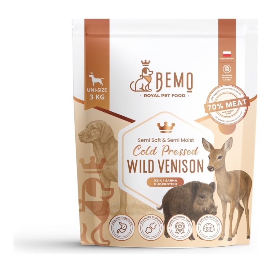 BEMO Cold Pressed Wild Venison - dry dog food - 3kg