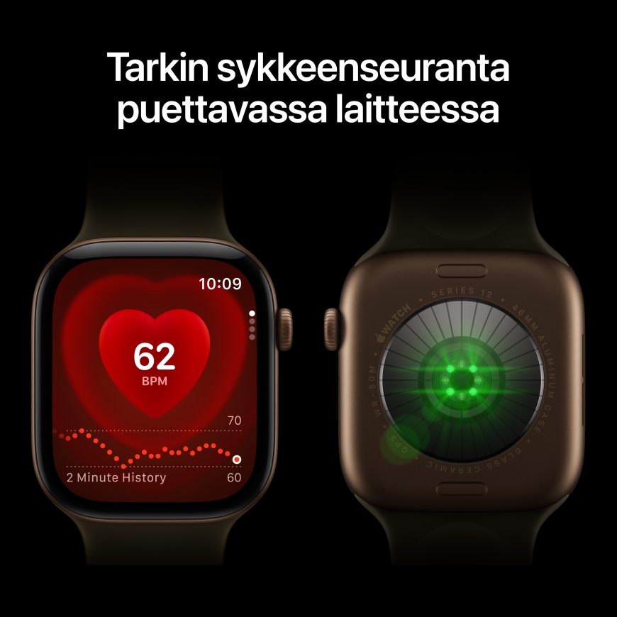Apple Watch Series 12 (GPS) 42 mm must alumiiniumkorpus ja must spordivöö, S/M – 3