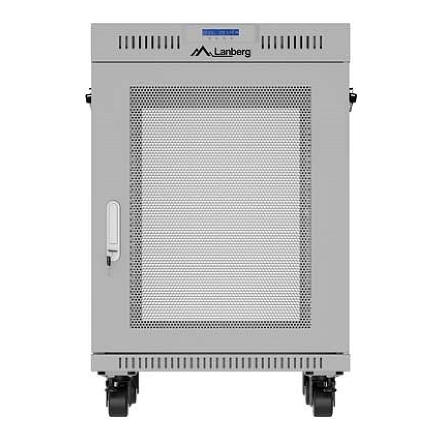 19" 15U 600 × 800 PELĒKA GRĪDAS KABINETS AR PERFORĒTĀM DURVĪM UN LCD, LANBERG (PLATĀ PAKU) – 4