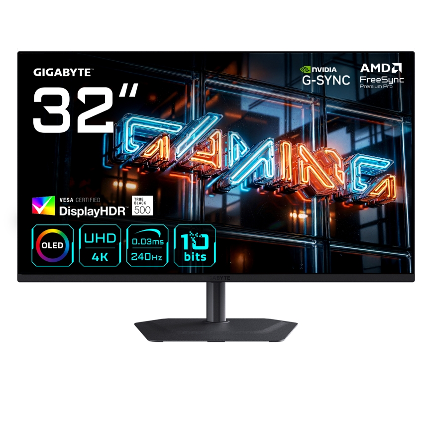 GIGABYTE MO32U24 PC lamekuvar 80 cm (31.5") 3840 x 2160 pikslit 4K Ultra HD QD-OLED Must