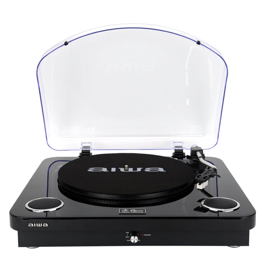 Aiwa LPS-25BK vinyl player with built-in speakers, black
