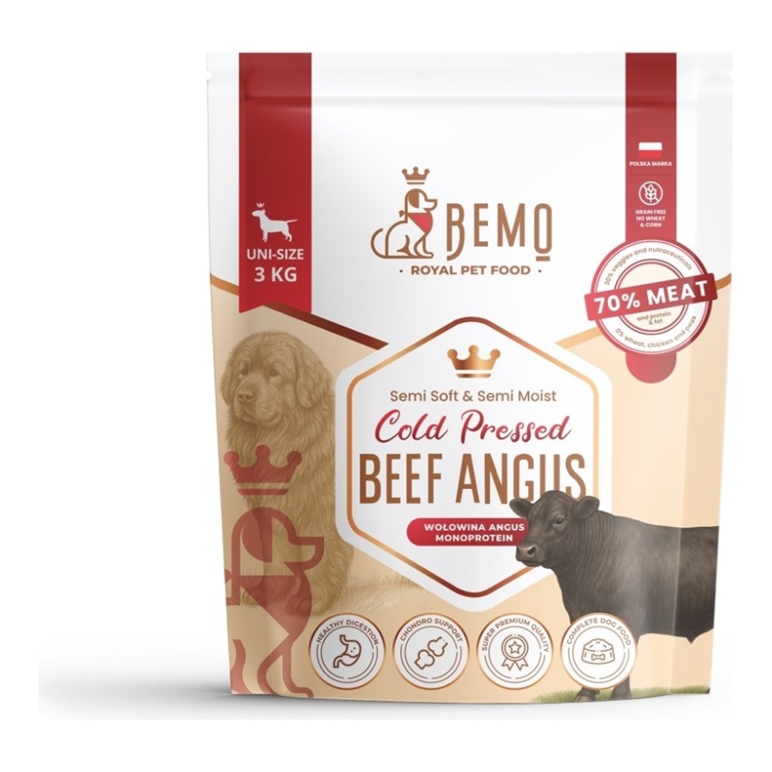 BEMO Cold Pressed Beef Angus Mono - dry dog food - 3kg