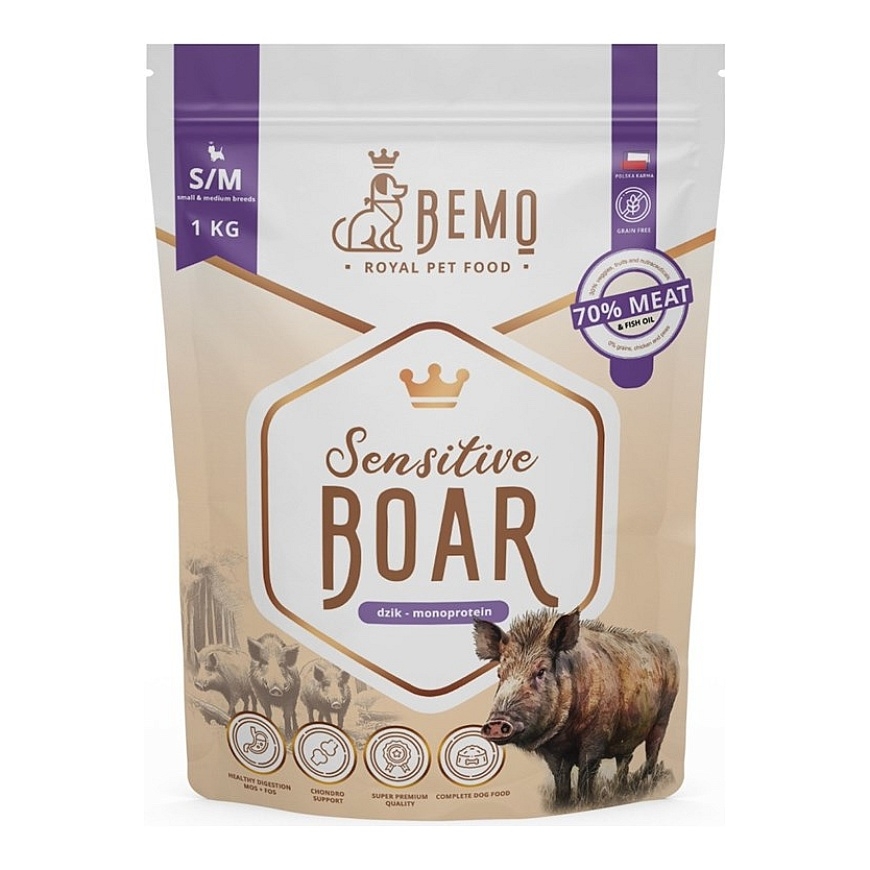 BEMO Sensitive Boar Small/Medium Mono - sausas šunų maistas - 1 kg