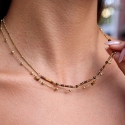 Troli Double Gold-Plated Necklace with Brown Beads Troli Double Gold-Plated Necklace with Brown Beads