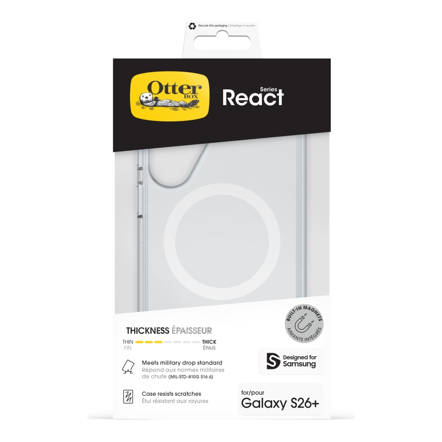 OtterBox React Magnetinė dėklas, Samsung Galaxy S26 Plus, skaidrus – 5