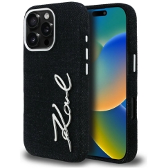 Karl Lagerfeld FW Jeans Signature Logo iPhone 16 Pro Max apvalks - Melns