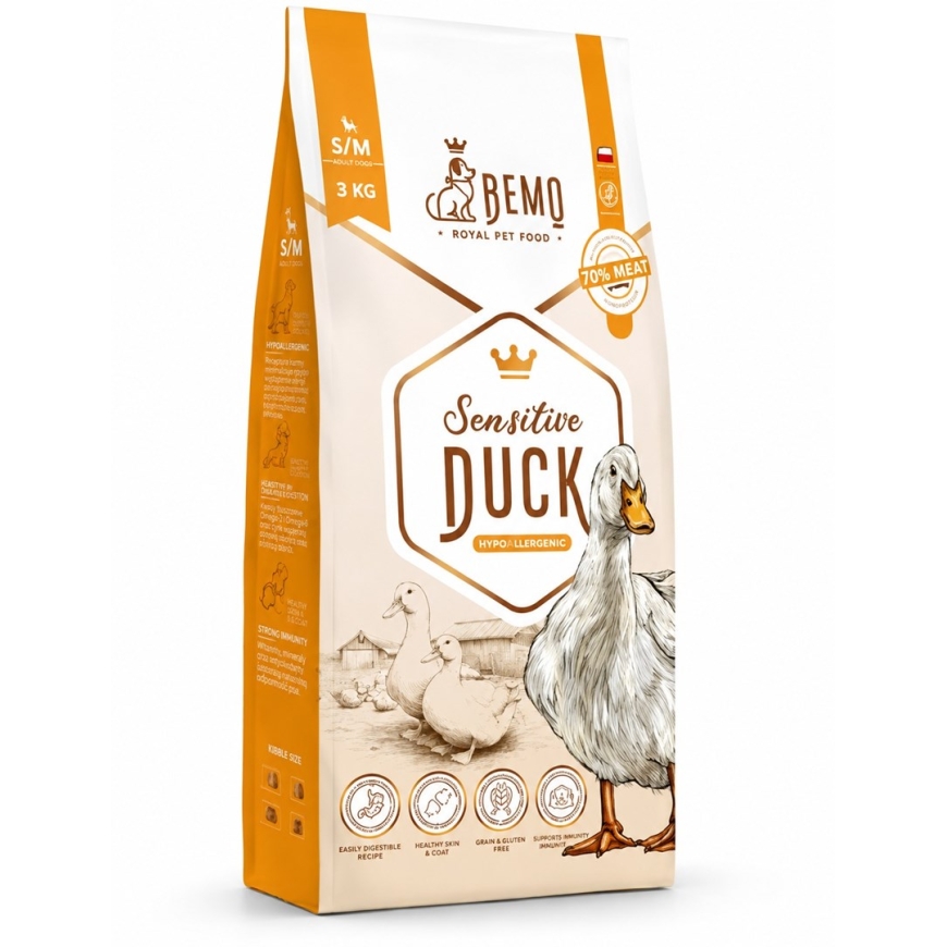 BEMO Sensitive Duck Small/Medium Mono - sausas šunų maistas - 3 kg