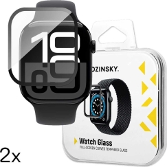 Wozinsky Pilnīgi līmēts cietais stikls melnā rāmī Apple Watch 10 46mm (2 gab.)