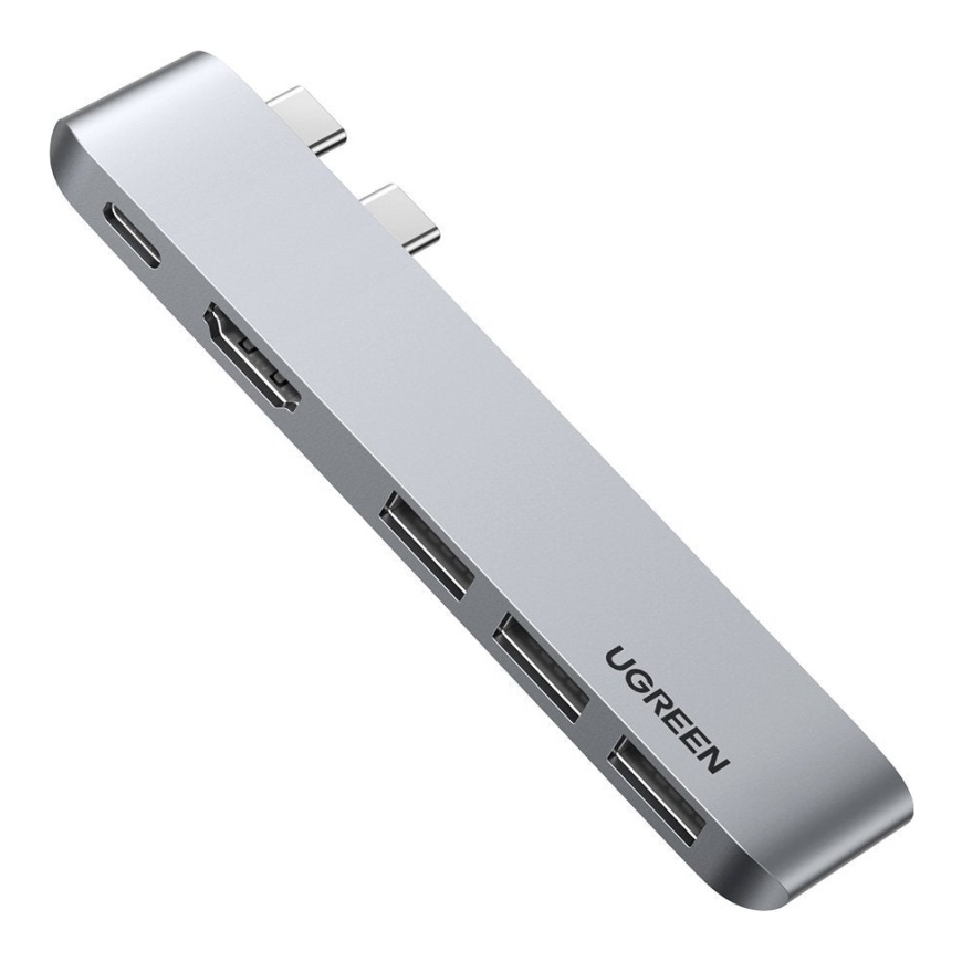 Ugreen 60559 sülearvuti dokk ja pordireplikaator USB 3.2 Gen 1 (3.1 Gen 1) Type-C Hõbe