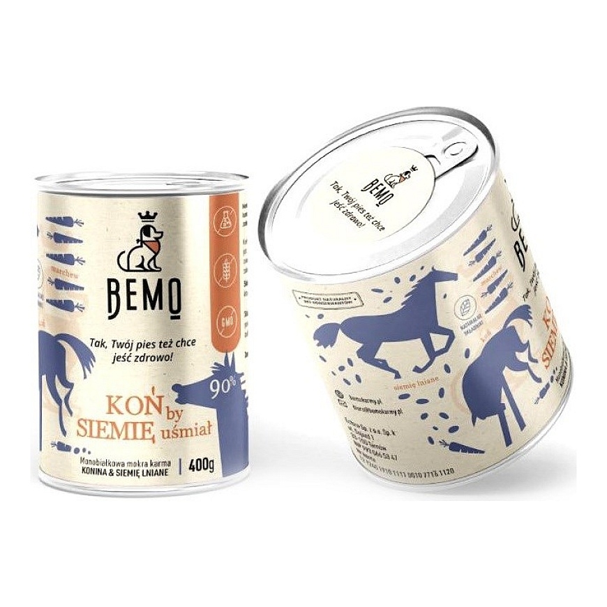 BEMO Laughing Horse with Flaxseed Mono - wet dog food - 400g