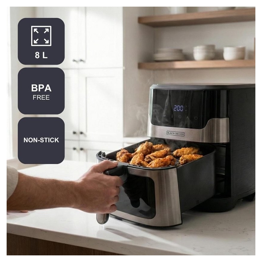 Black+Decker BXAF8001E 1700 W 8 L oil-free deep fryer, black – 2