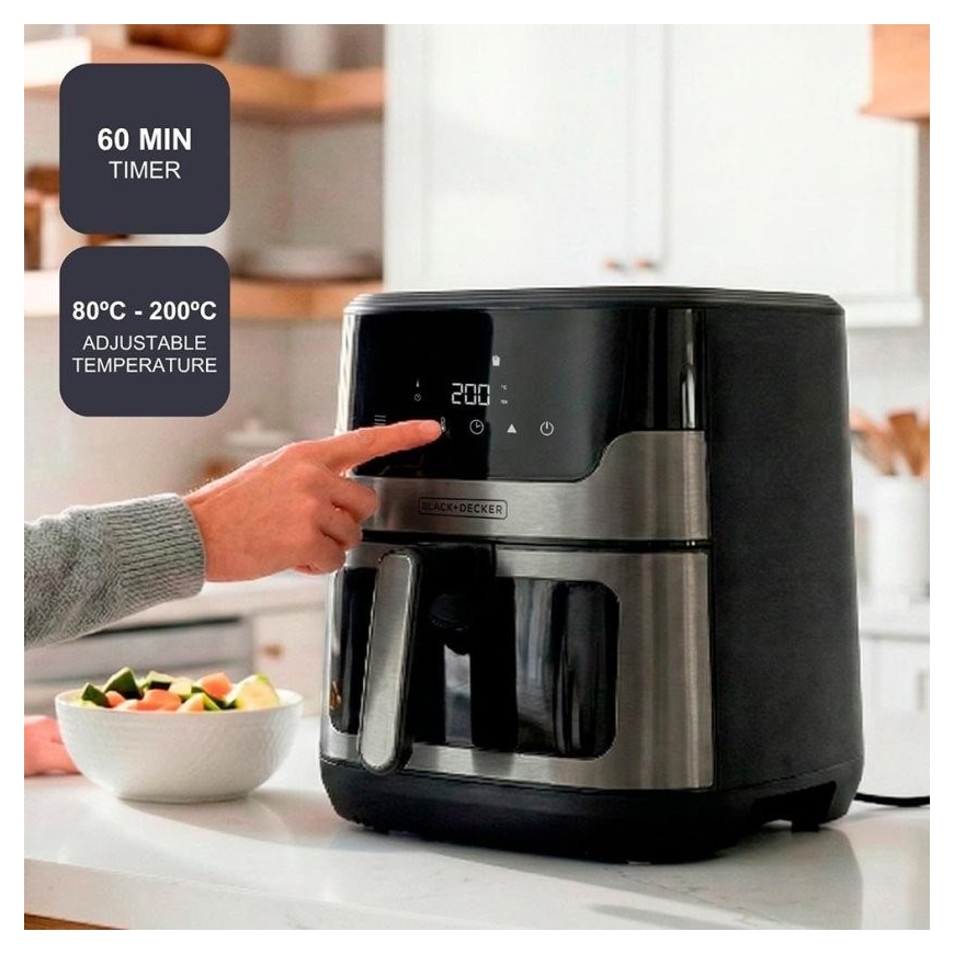 Black+Decker BXAF8001E 1700 W 8 L bešalčio aliejaus fritiūrinė, juoda – 4