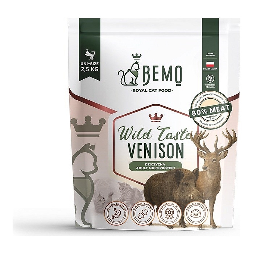BEMO kaķu barība Wild Taste - brieža gaļa - sausā kaķu barība - 2,5 kg