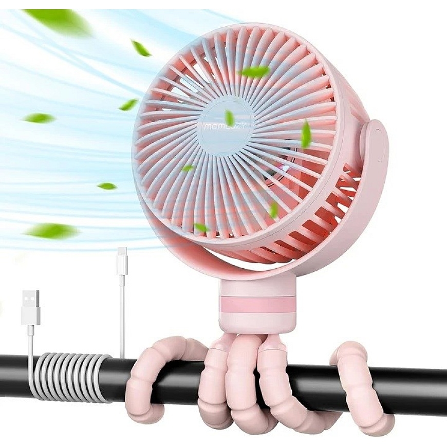 Momcozy portatīvais ratu ventilators, roze.