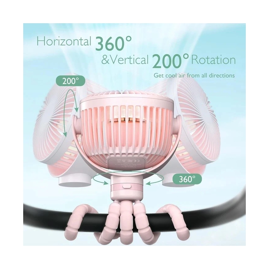 Momcozy nešiojamas vežimėlių ventiliatorius, rožinis – 4
