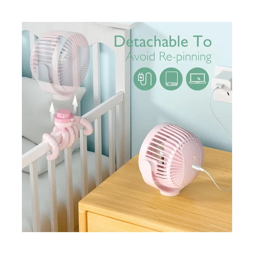 Momcozy portatīvais ratu ventilators, roze. – 5