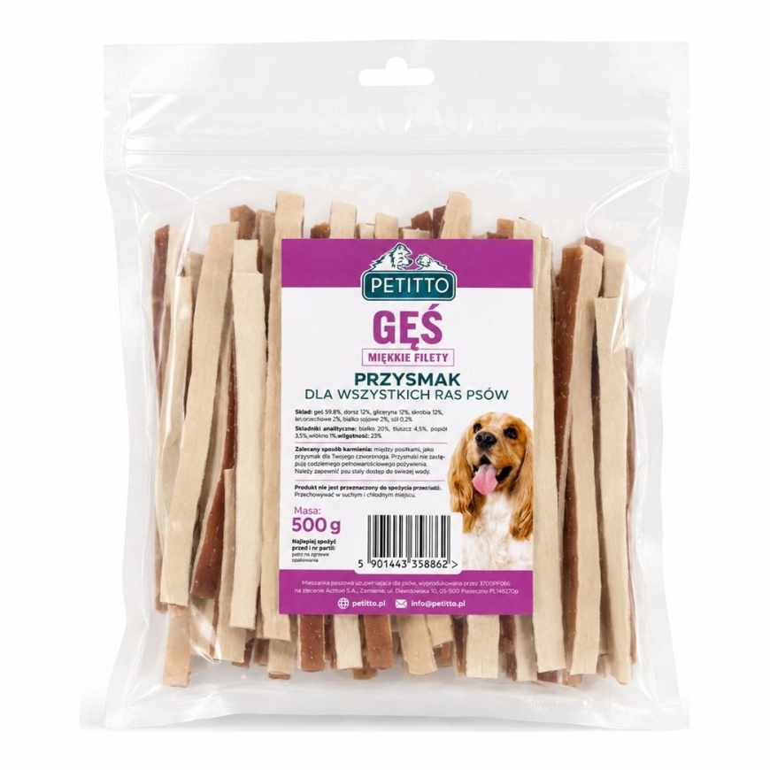 PETITTO mīksta zoss maizītes - suņu našķis - 500g