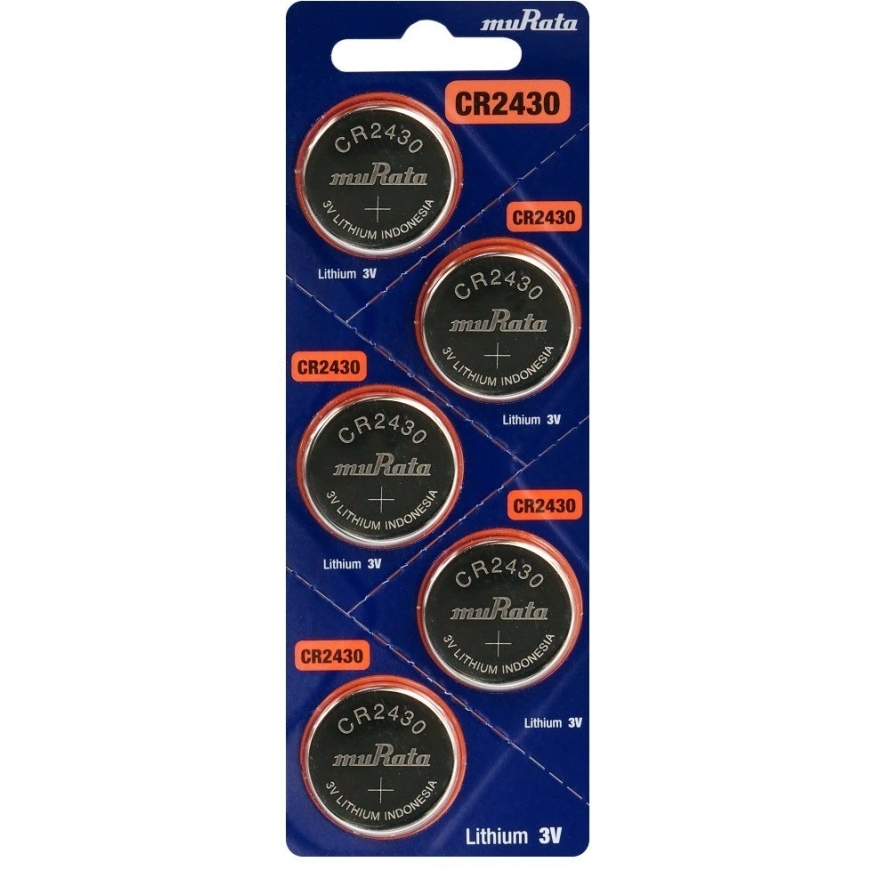 Murata Manufacturing Co Aku - Murata CR2430 5 tk 3 V 300 mAh 24,5 mm x 3,0 mm