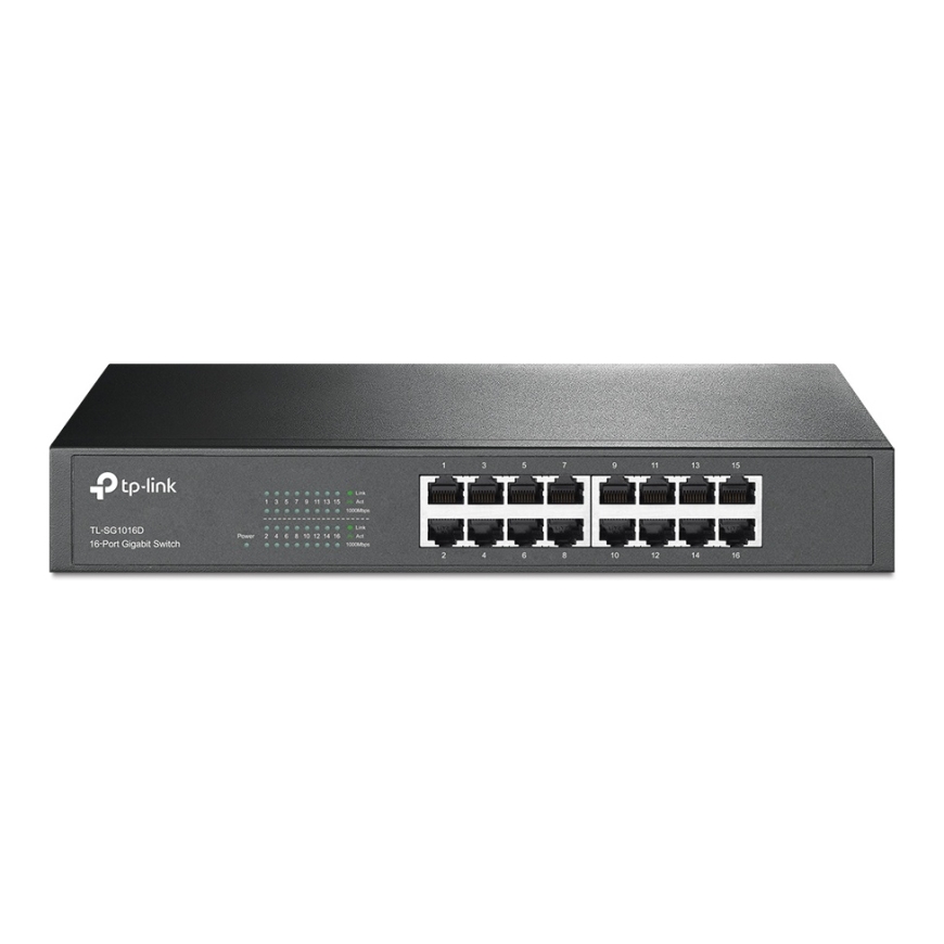 TP-Link TL-SG1016D(UN) tīkla pārslēgs Nepārvaldīts L2 Gigabit Ethernet (10/100/1000) Melns