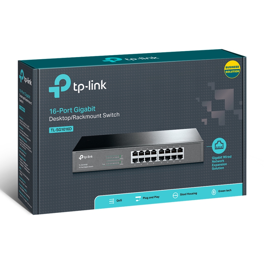 TP-Link TL-SG1016D(UN) verkkokytkin Hallitsematon L2 Gigabit Ethernet (10/100/1000) Musta – 4