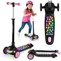 Vaikiškas Ricokids Glowi triračio balansinis paspirtukas su LED, juodos ir rožinės spalvos Vaikiškas Ricokids Glowi triračio balansinis paspirtukas su LED, juodos ir rožinės spalvos
