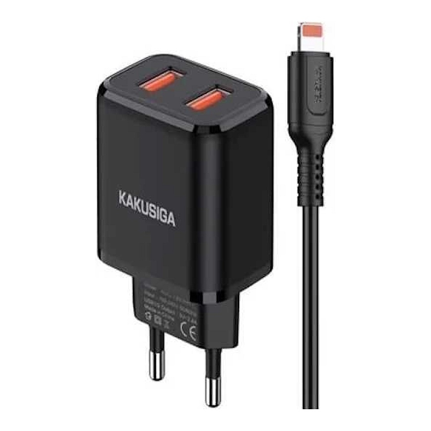 iKaku KSC-793 2in1 Сетевое Зарядное Устройство + Lightning 2.4A Черное – 2