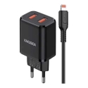 iKaku KSC-793 2in1 Tīkla Lādētājs + Lightning 2.4A Melns