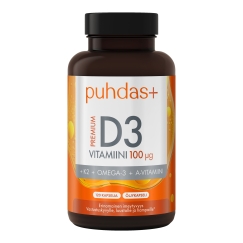 Puhdas+ Premium D3 Vitamin 100 µg, 120 Capsules