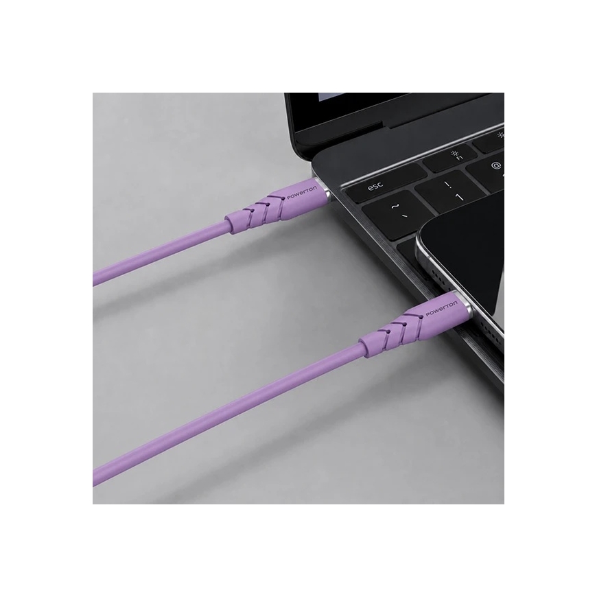Powerton ENERGY PASTEL EDITION USB-C Kaapeli, 60W, 1m, silikoni, violetti – 3