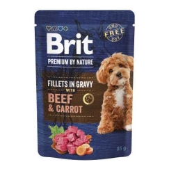 BRIT Brit Premium By Nature Suņu liellopa gaļa un burkāns mērce 85 g