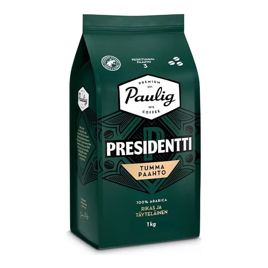Paulig Presidentti tumšās grauzdētās kafijas pupiņas, 1 kg
