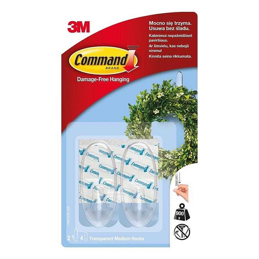 3M COMMAND ПРОЗРАЧНЫЕ СРЕДНИЕ КРЮЧКИ 17091CL
