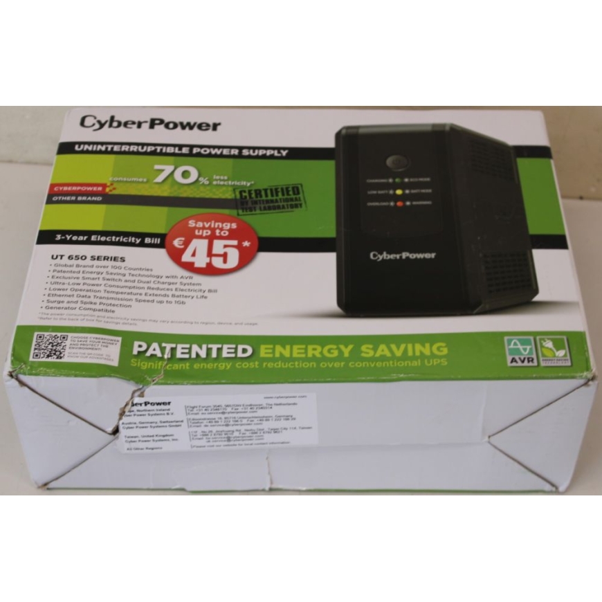 IŠPARDAVIMAS. UT650EG UPS sistemos | IŠPARDAVIMAS. | UPS sistemos | UT650EG | 650 VA | 360 W | PAŽEISTA PAKUOTĖ
