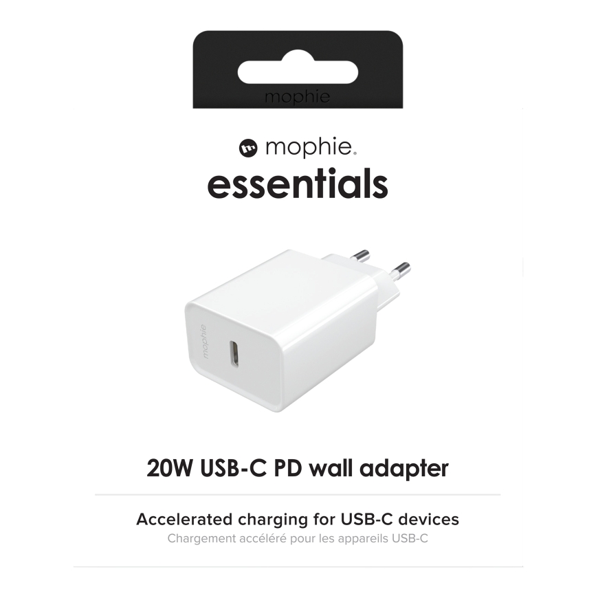 mophie essentials 20W USB-C PD wall adapter Universal White AC Fast charging Indoor – 5
