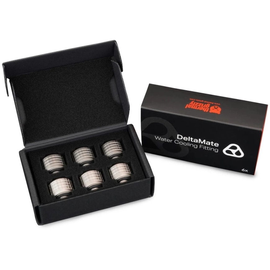 Thermal Grizzly DeltaMate sasprindzes savienojums, misiņš, G1/4" vītne, niķelis, ST16, 6 gab. iepakojumā – 3