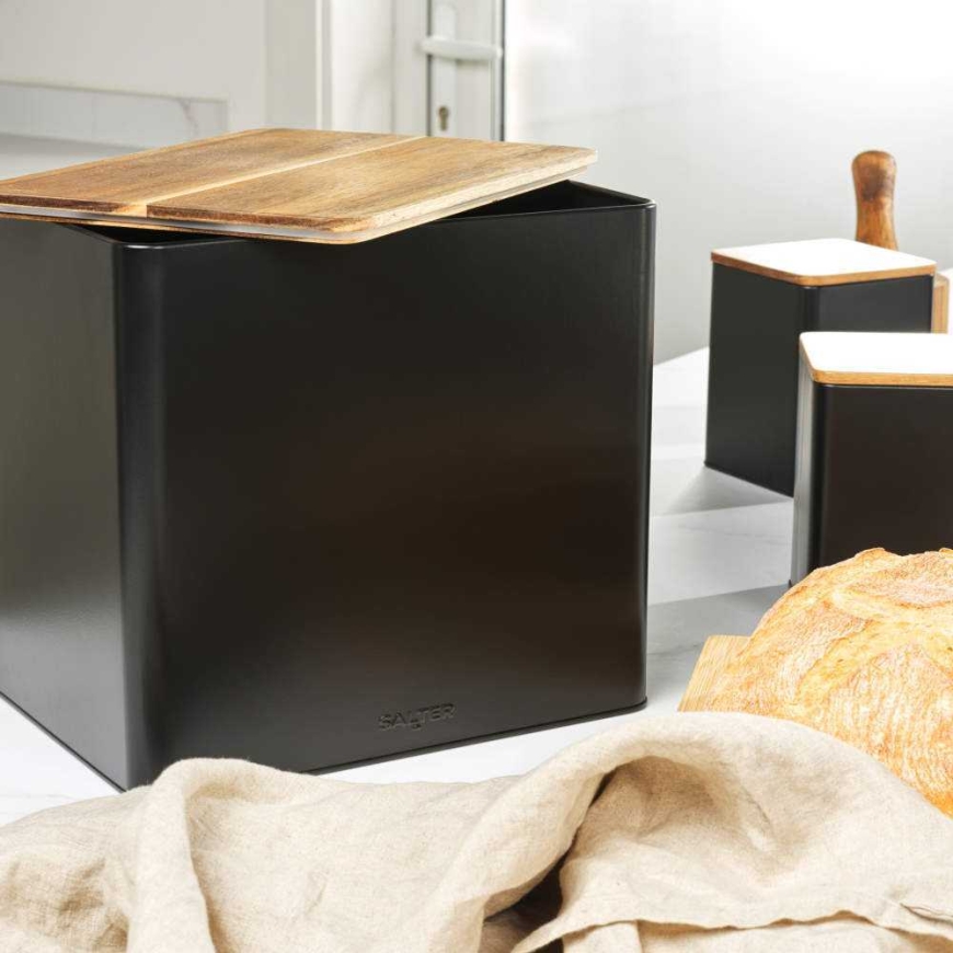 Salter BW128991 Toronto Bread Bin Black/Wooden
