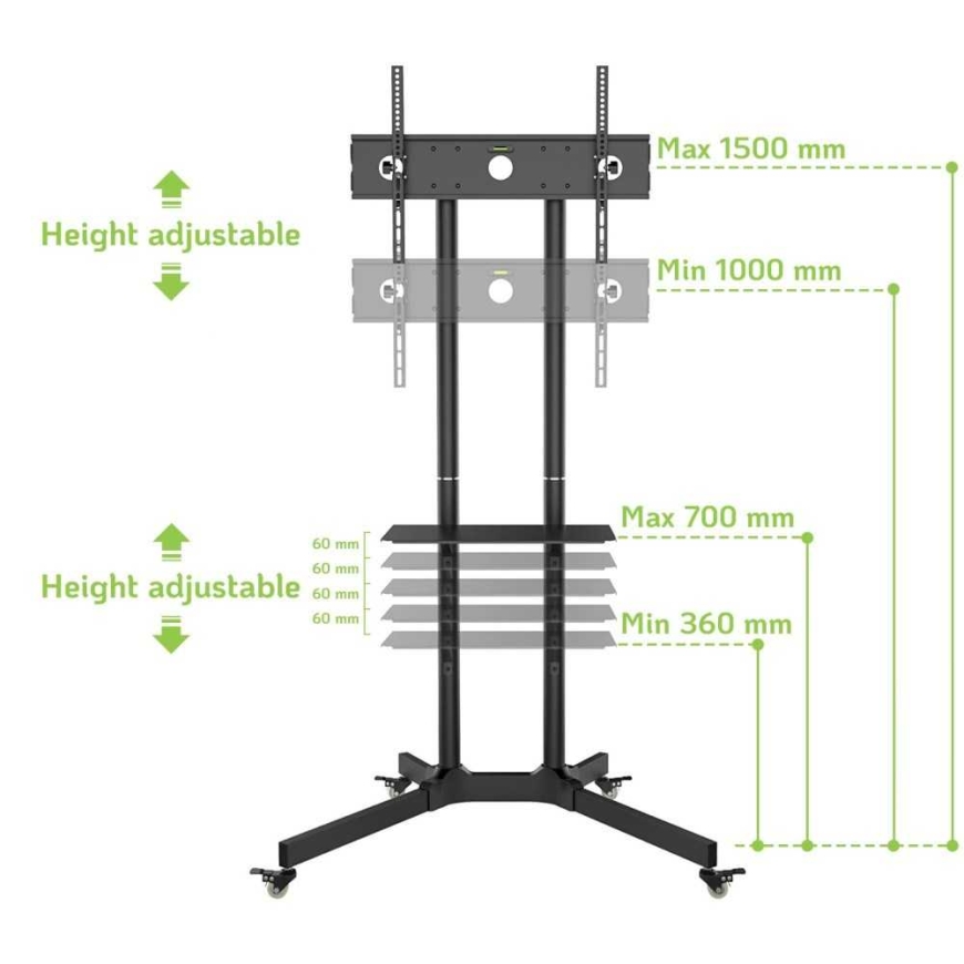 Techly 309982 Mobilus stovas televizoriams 30-65" – 3