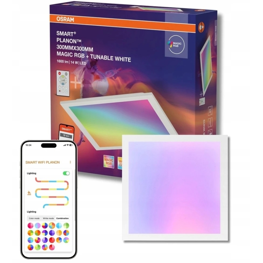 Osram 14W LED panelis SMART+ WIFI, balts, 2700/6500K/RGB, dimmējams, ar akumulatoru, 30x30cm – 4