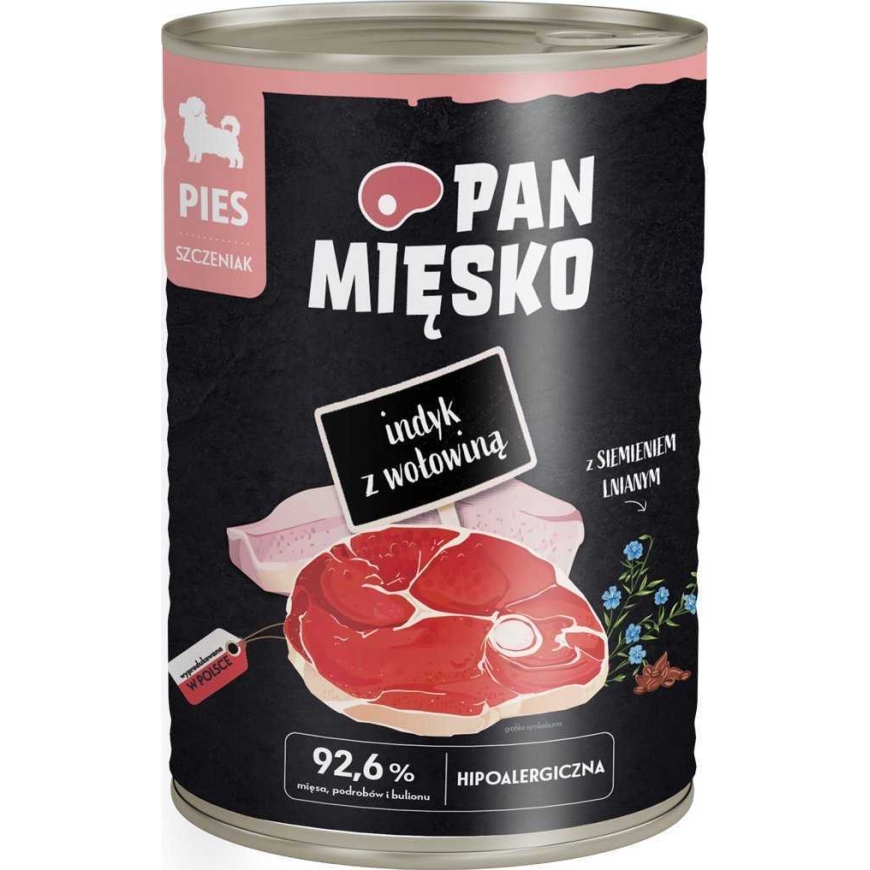 PAN MIĘSKO Пан Мясо Влажный корм для щенков Индейка и Говядина 400г