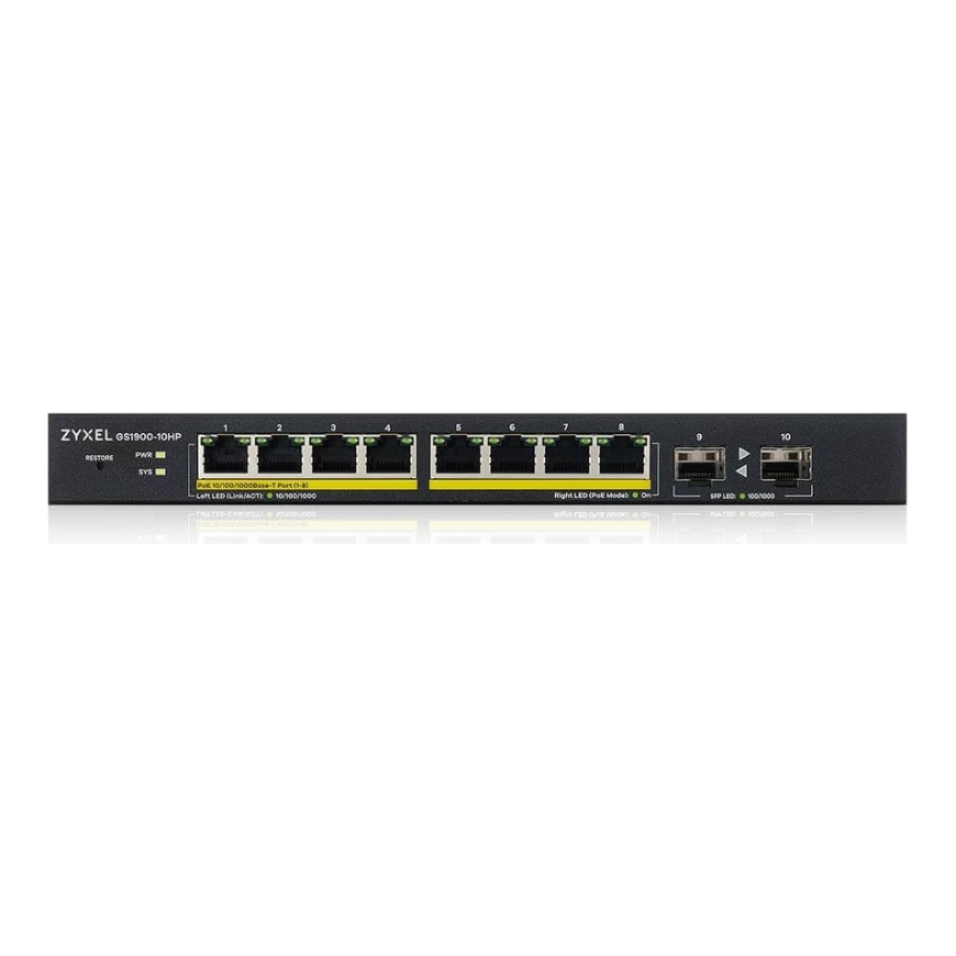 Zyxel GS1900-10HP Managed L2 Gigabit Ethernet (10/100/1000) Power over Ethernet (PoE) Black – 3