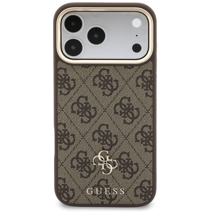 Guess 4G -kotelo lompakolla Magsafe iPhone 18 Pro Max / 17 Pro Max:lle, ruskea – 4