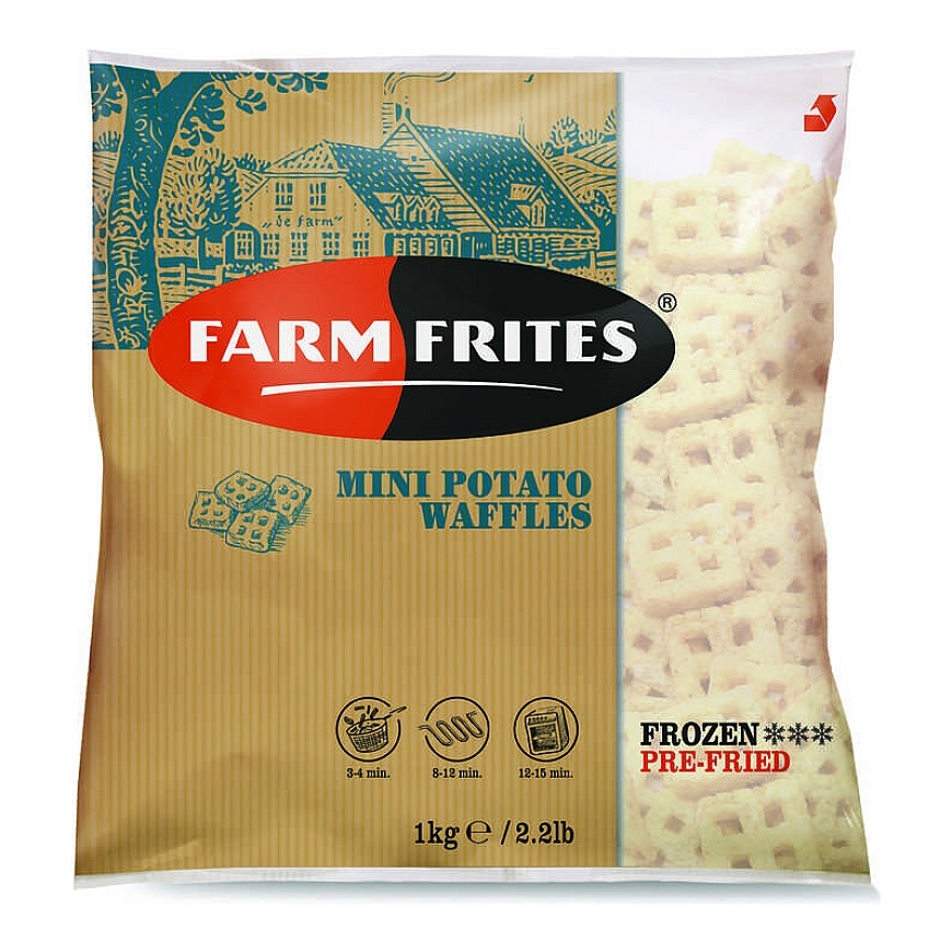 Šaldytos bulvytės FARM FRITES, mini vafliukai, 1kg