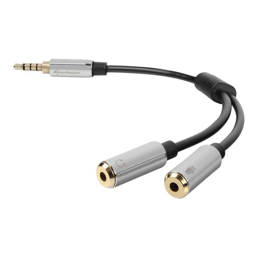 Sharkoon Audio kabelis PMP35 3,5mm/2x3,5mm melns/sudrabs