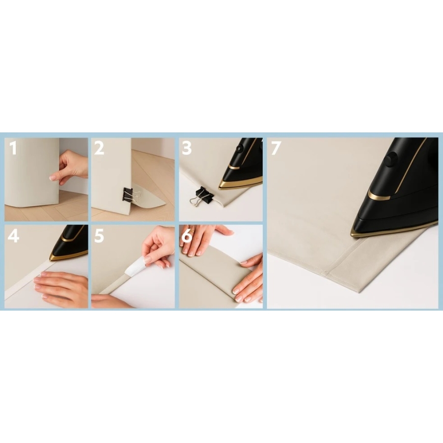 Sand-colored curtain with pleats AmeliaHome 200 × 280 cm
