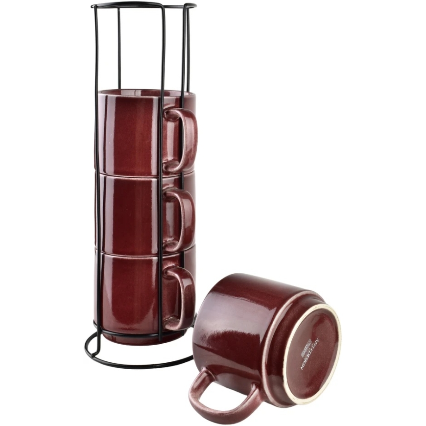 Affek Design EVIE BURGUNDY 4 krūžu statīva komplekts (4 x 370 ml) – 3