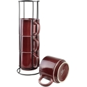 Affek Design EVIE BURGUNDY 4 krūžu statīva komplekts (4 x 370 ml)