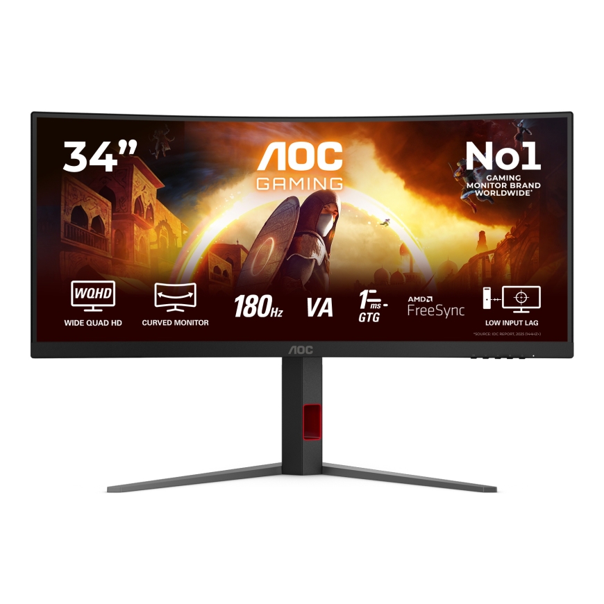 AOC G4 CU34G4 PC lamekuvar 86,4 cm (34") 3440 x 1440 pikslit Wide Quad HD LED Must, Punane