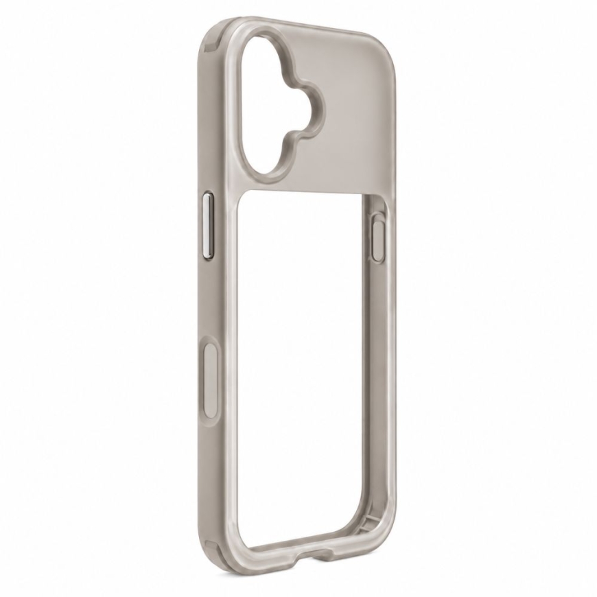 Apple iPhone 17 LiveCase Hybird dėklas Stendas PC+TPU Sidabrinis